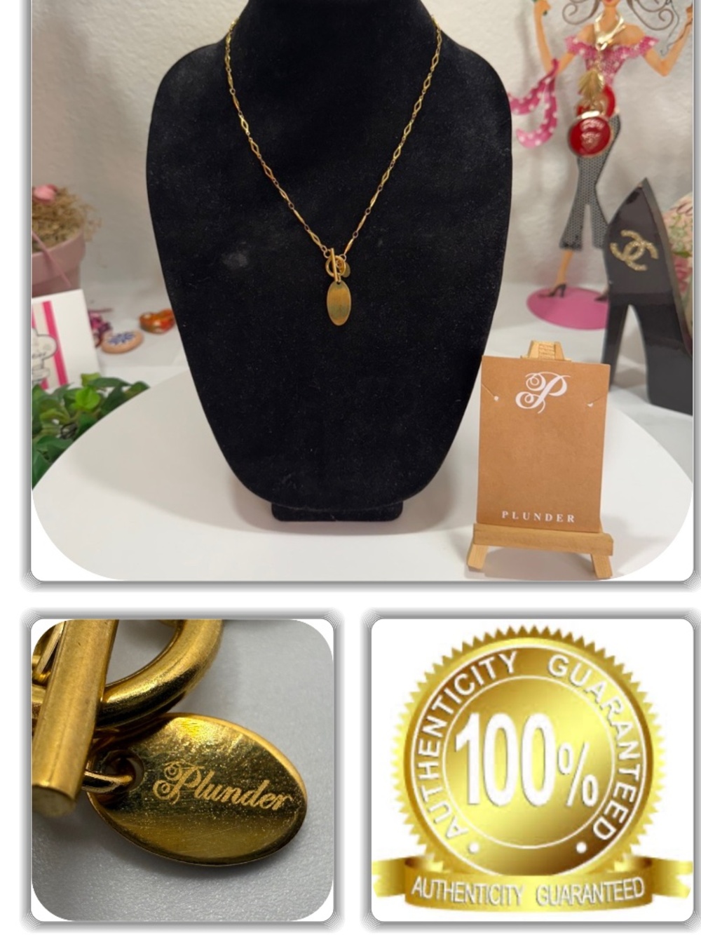 ECLECTIC-PLUNDER TOGGLE GOLD TONE NECKLACE!